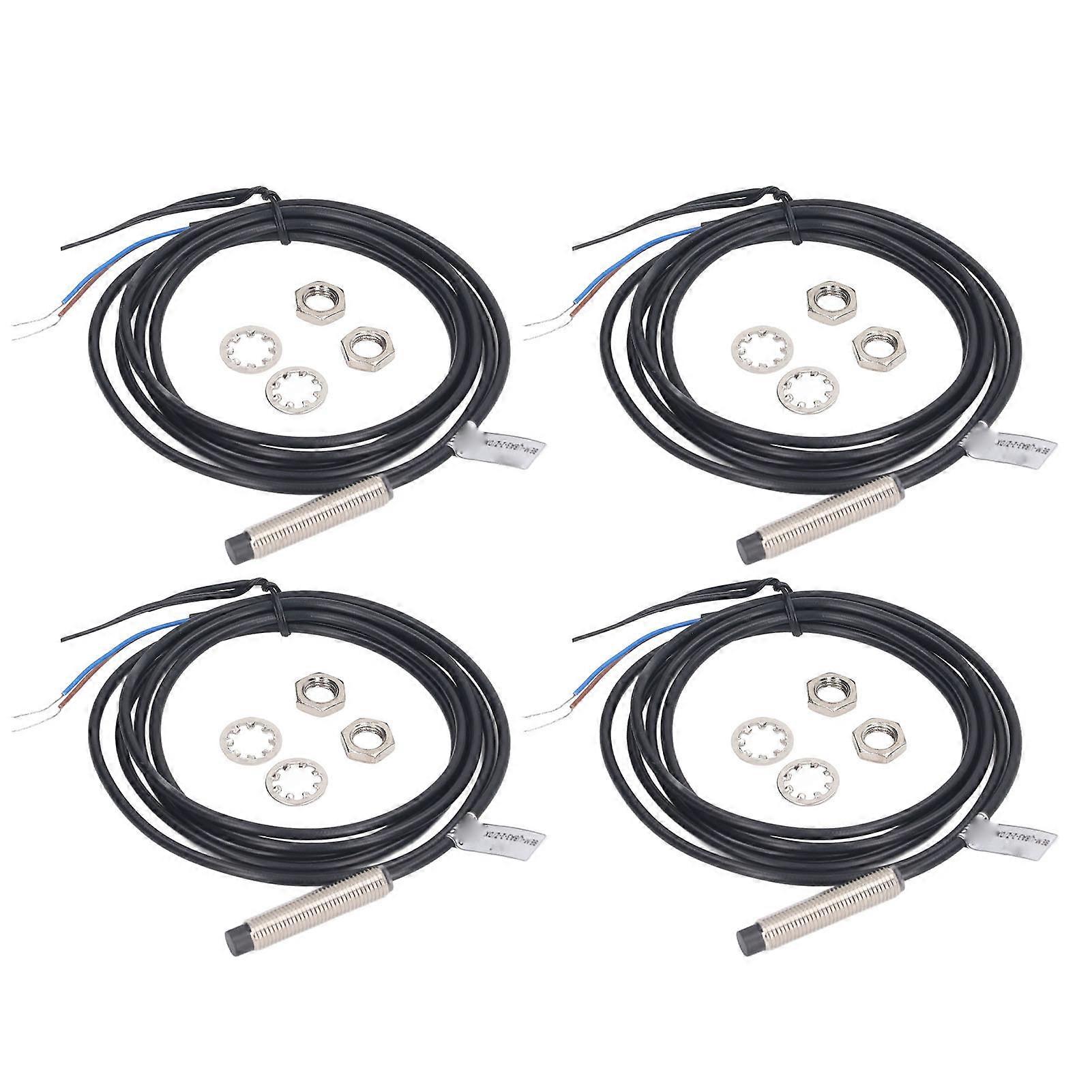 4 Sets 8mm Sensor Inductive Proximity Switch NPN 2 Wire NC Contact 6‑36VDC 2mm Detection Distance