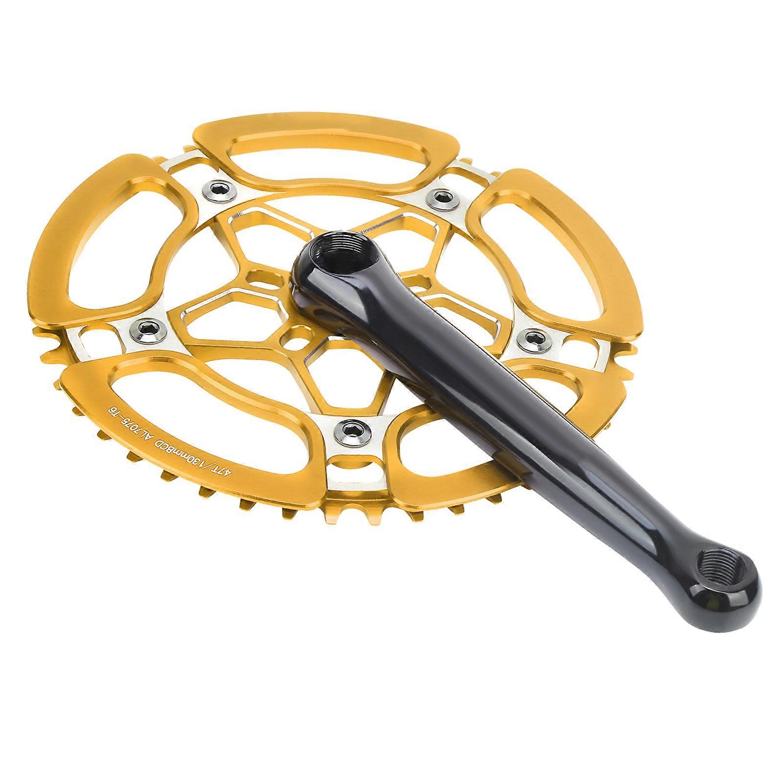 BCD130mm Single Speed Crank Crank Arm Aluminium Alloy 47T Single Speed Chainwheel Accessory Golden