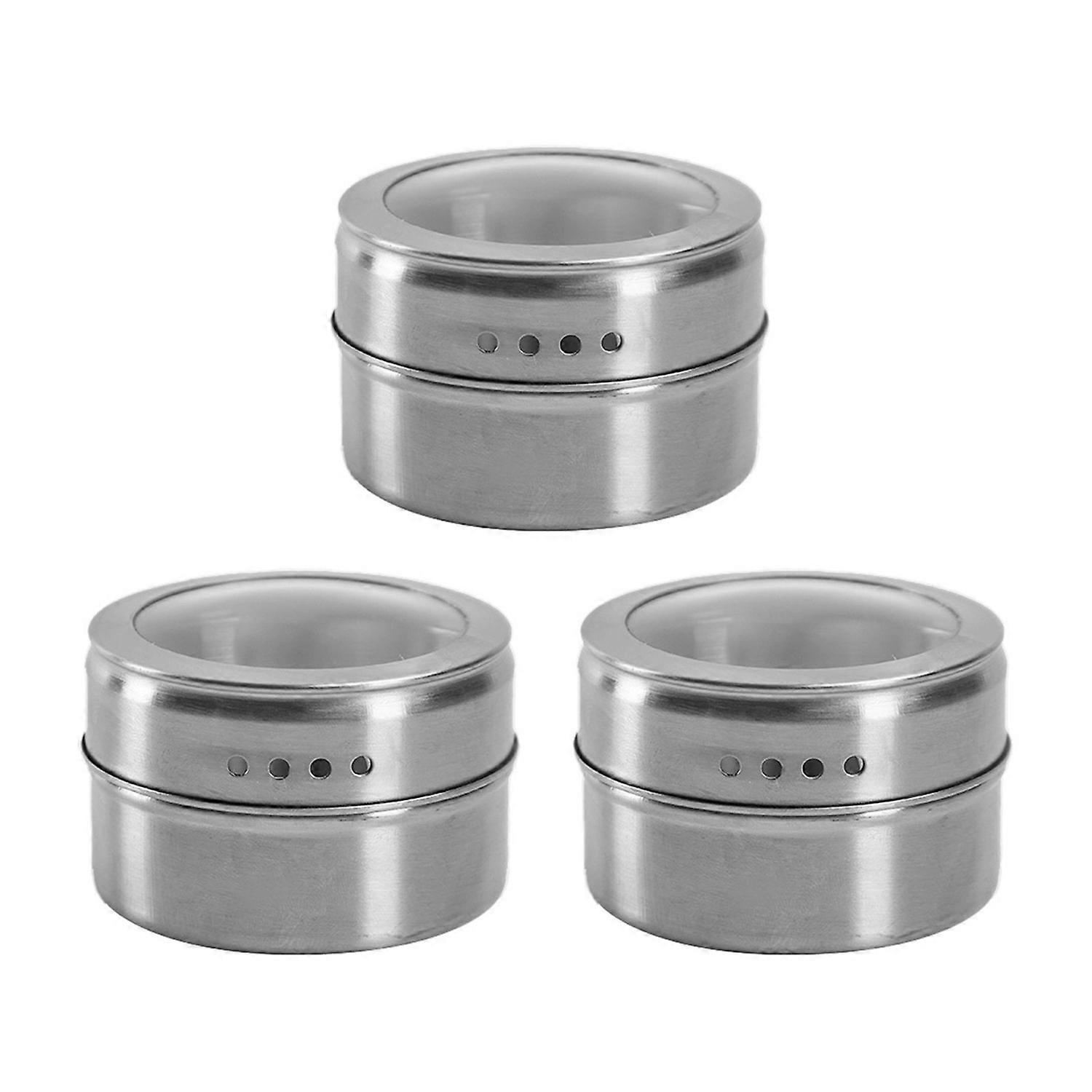 Magnetic Spice Tins Stainless Steel Spice Container Seasoning Jar Spice Jars Storage Box with