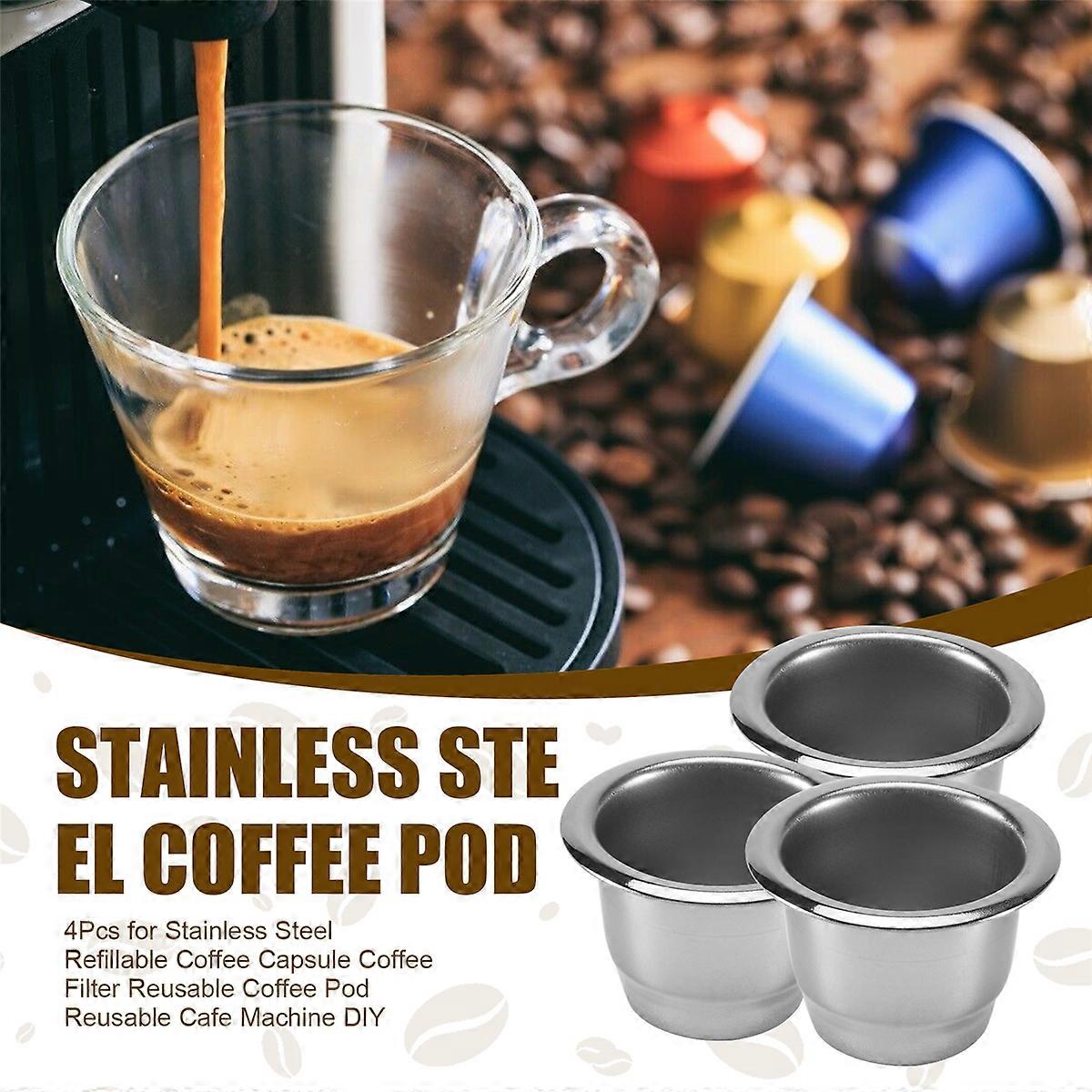 4 cápsulas de café rellenables de acero inoxidable