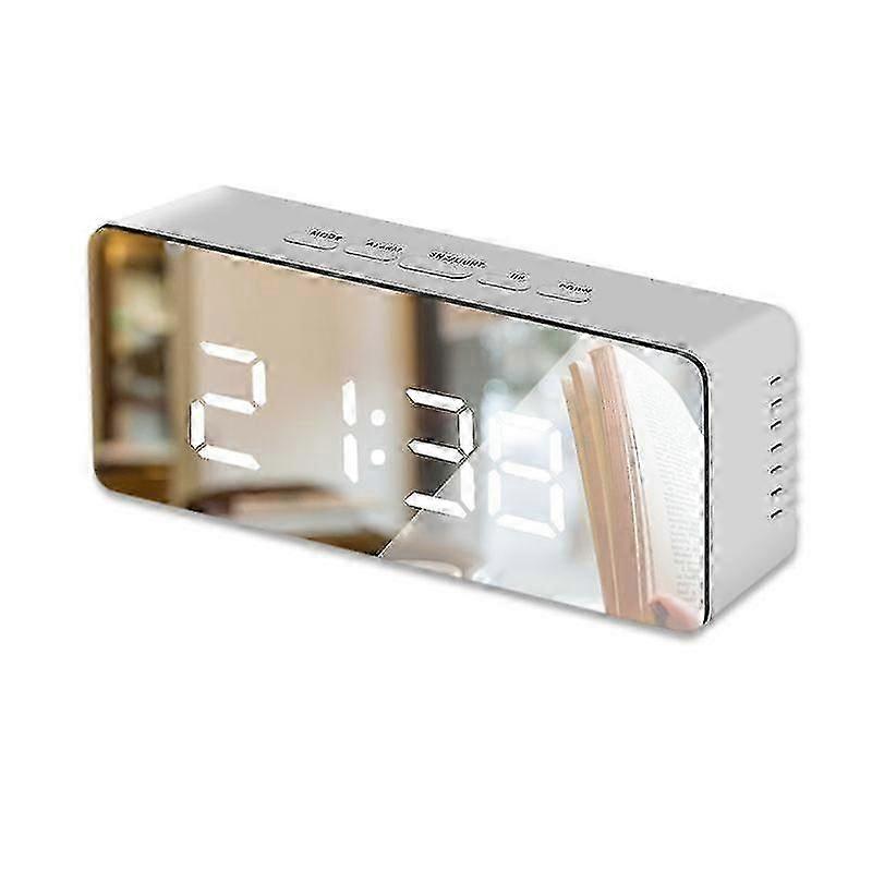 Led Digital Mirror Clock Snooze Table Clock Wake Up Light Home Decor Digital Alarm Clock