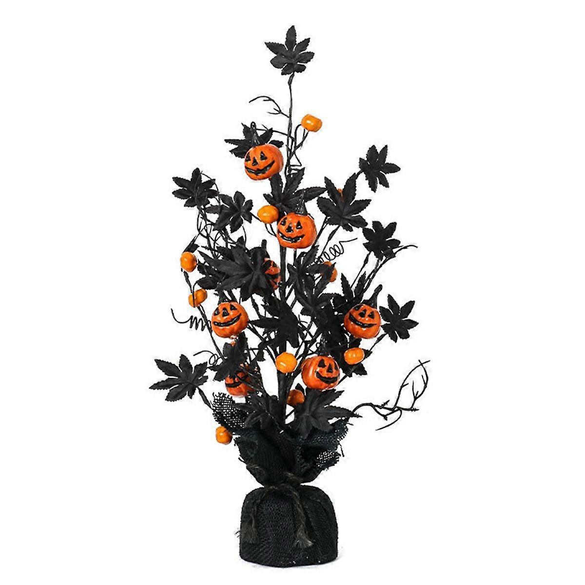 Halloween Decorations Black Scary Pumpkin Maple Leaf Decoration Tree