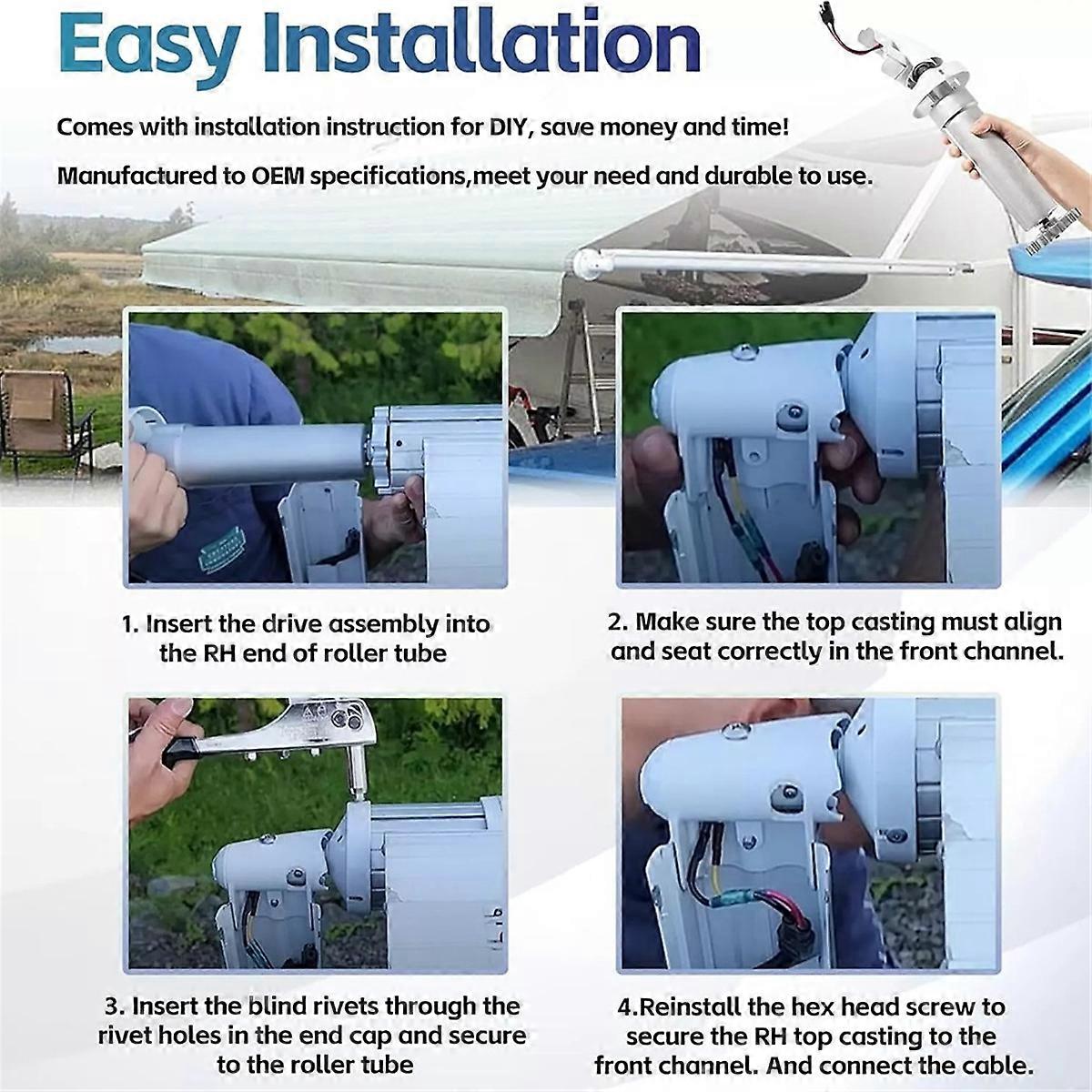 3307923.115B Awning Torsion Assembly White for WeatherPro Power Patio RV Awning RH Drive Assembly