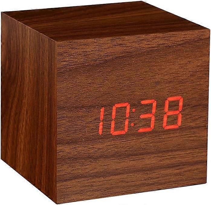 Wooden Digital Cube Alarm Clock for Travel