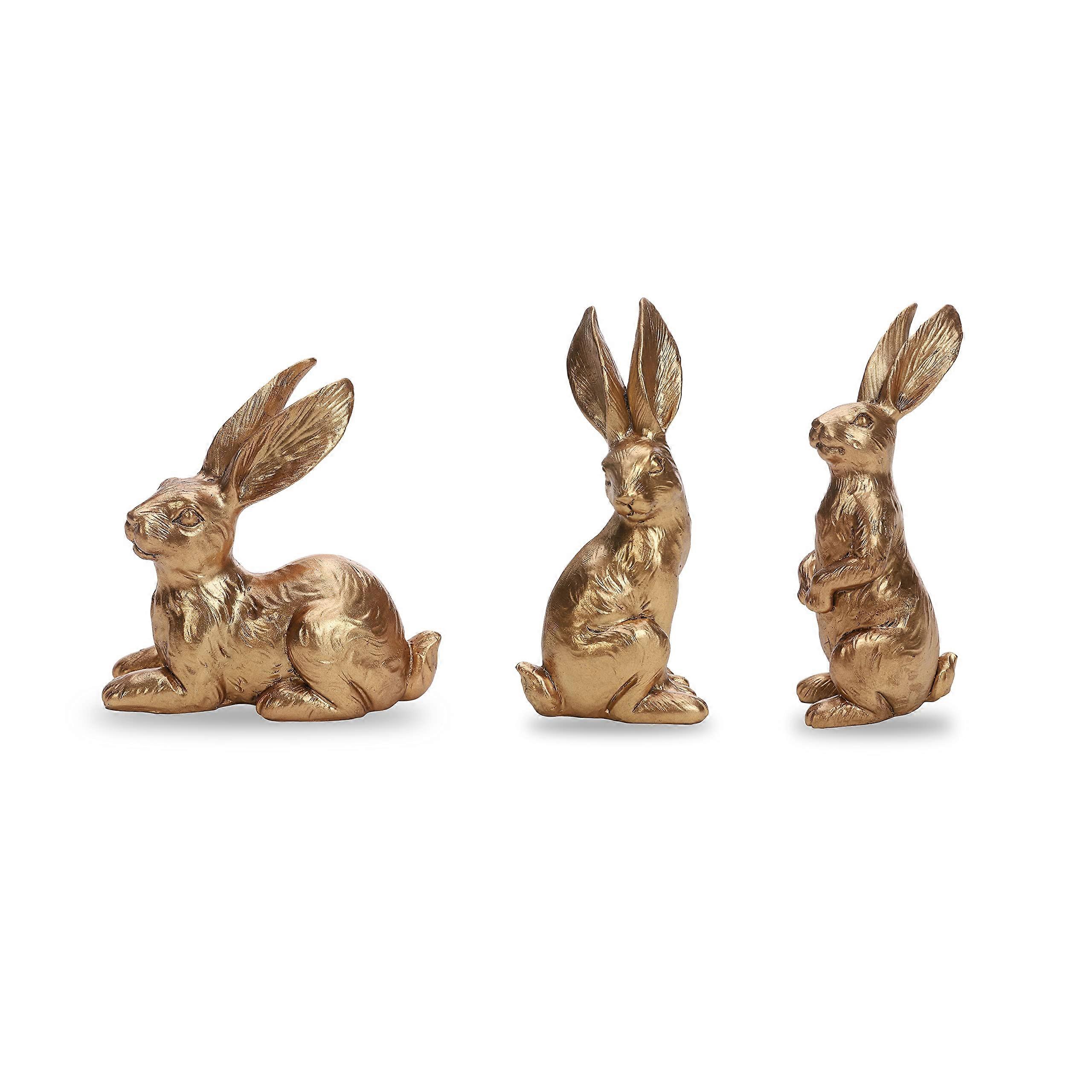 Vintage Rabbit Figurines Set of 3 - Small Size Table Decor for Home and Garden, Ceramic, Rustic Style