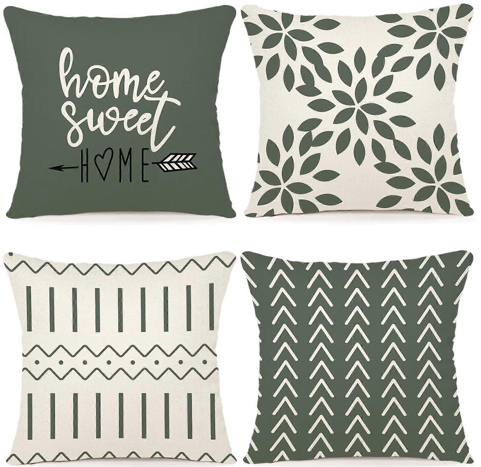 4 Set Modern Pillow Covers For Couch Bed 18x18 Inches, Square Pillow Covers, Contemporary Style, Home Decor
