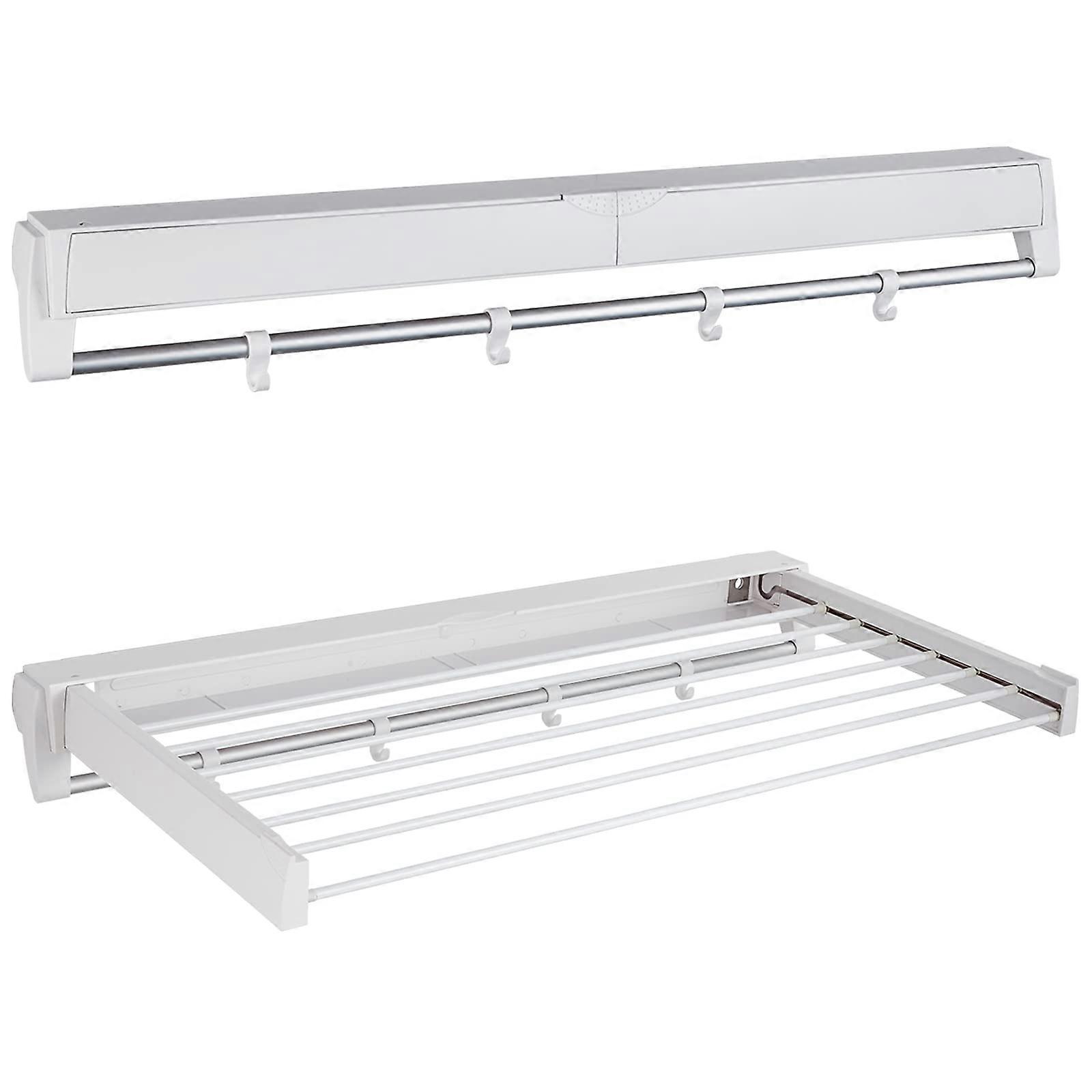 Clothes Laundry Drying Rack Collapsible Wall Mounted Hanger 33-Inch White 7 Drying Rods