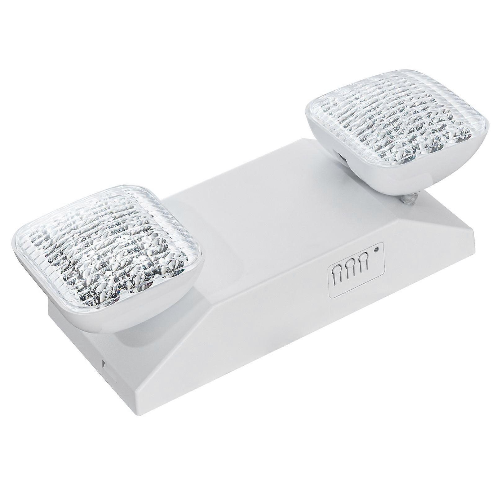 6 Pack Commercial Emergency Light, 3W, White with 180 Minutes Backup Battery Adjustable 2 LED Square Head, for Business Power Outages