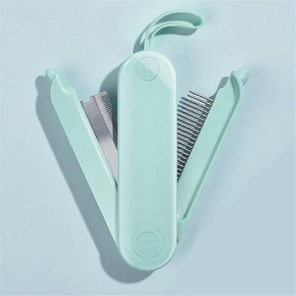 2 Sided Foldable Pet Grooming Brush for Deshedding, Mats and Tangles(Green)