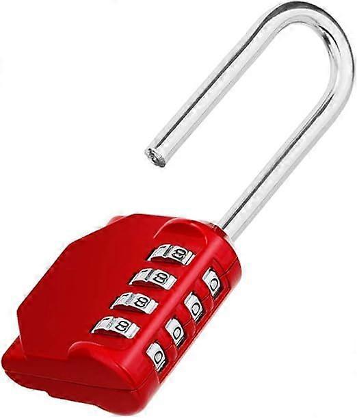 Red long padlock combination locker, 4 digit combination locker for sports locker room, digital padlock for gym, college, school cabinet