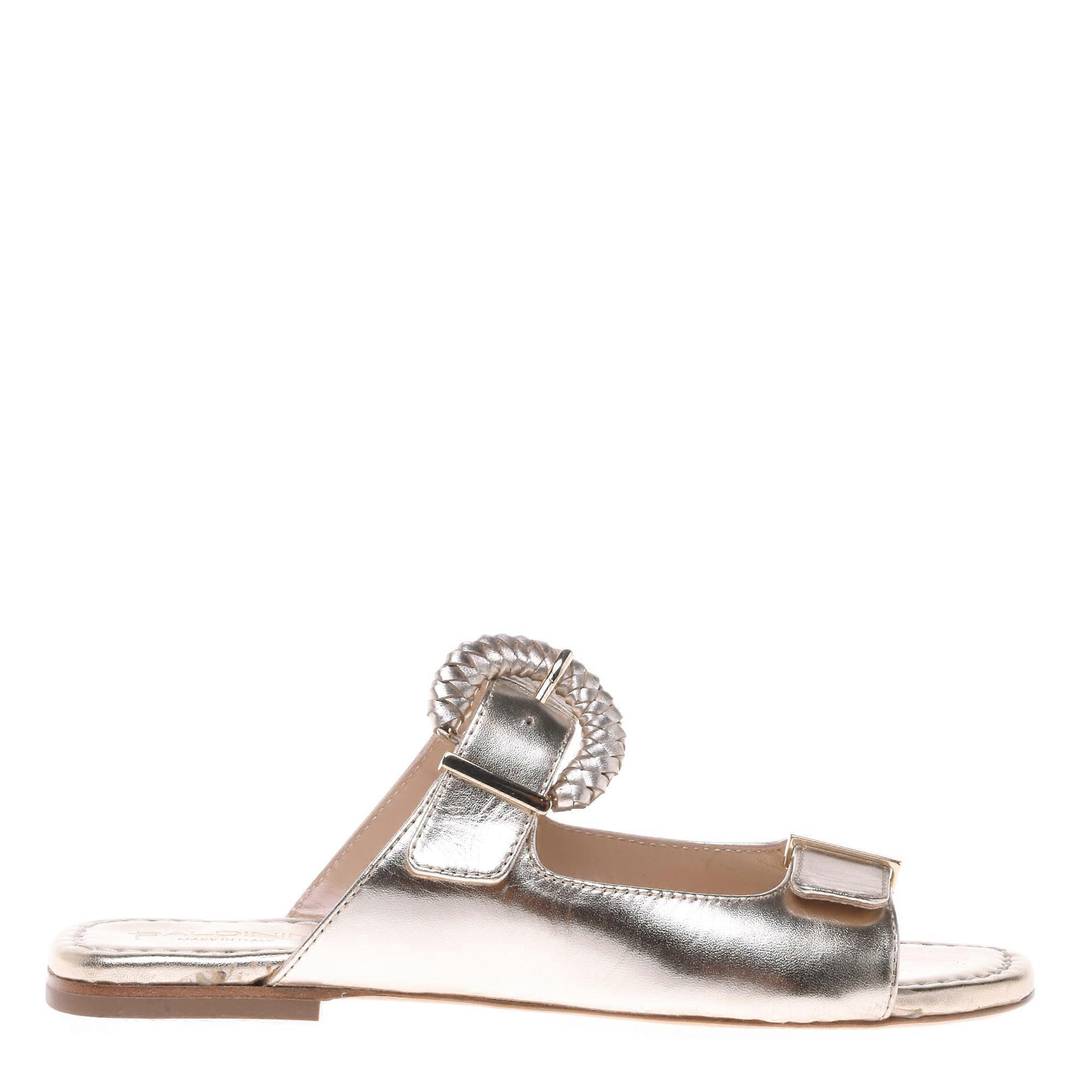 Baldinini - Light Gold Laminated Leather Clogs