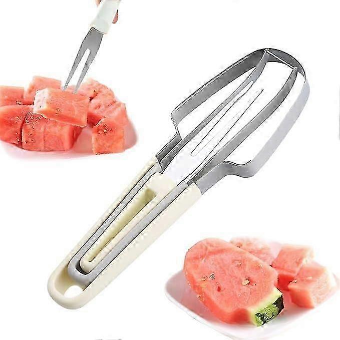 3-in-1 Watermelon Fork Slicer Cutter, 2024 Upgrade Stainless Steel Fruit Cutter Watermelon Cutter Fork, Quickly Watermelon Fork Fruit Cutting Tool Hom