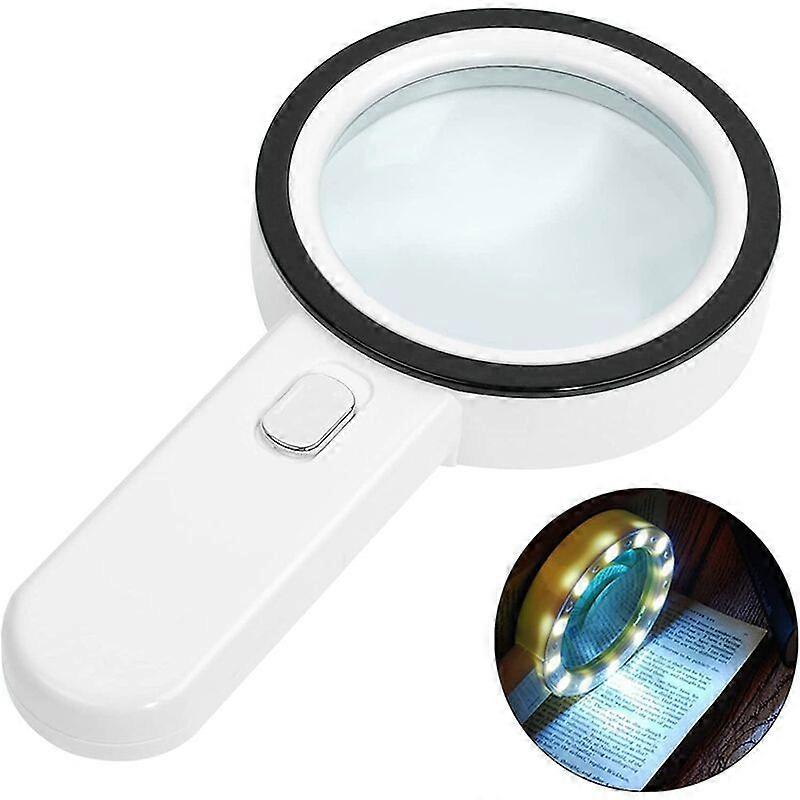 Illuminated Reading Magnifier, 30X Magnifying Glass with 12 LED Light, Handheld Magnifying Glass, Illuminating Magnifying Glass for Reading, Jewelry, 