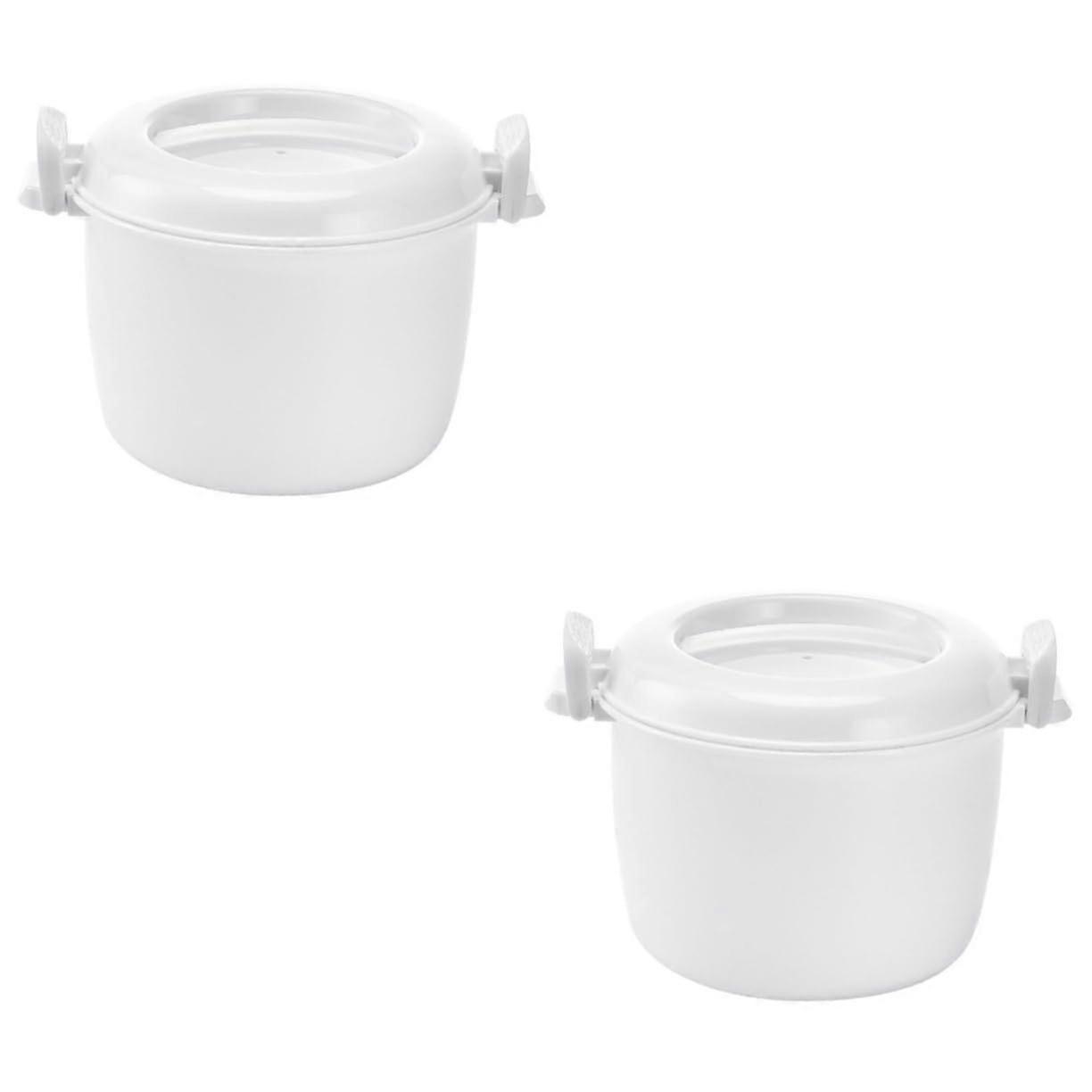 2pcs Prep Microwave Rice Round Shape Microwave Rice Cookers Steamer Bowl Fast and Convenient Cooking