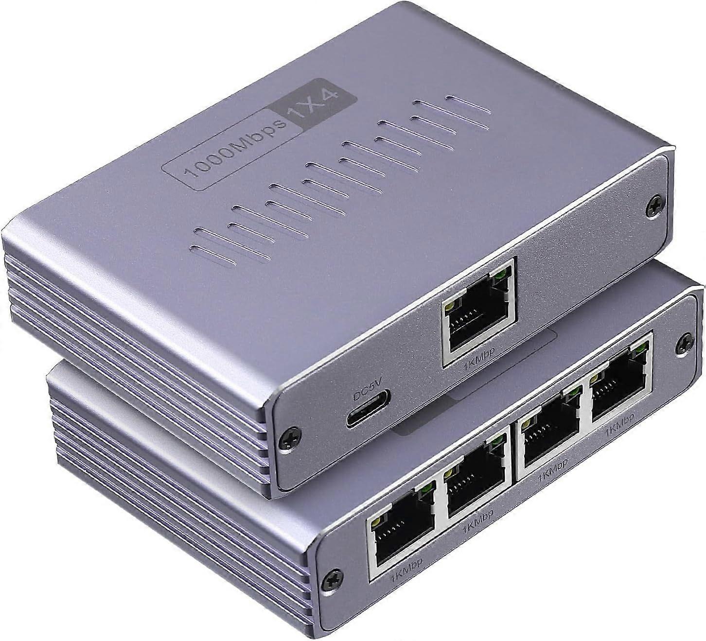 2025 Latest Model  Gigabit Ethernet Splitter 1 to 4 - Network Splitter with USB