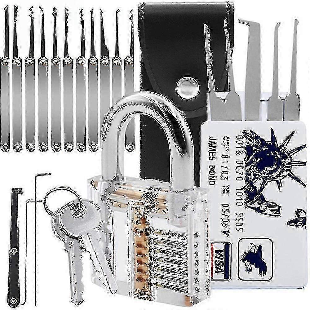 20-Piece Lock Pick Set with Transparent Practice Padlocks - Professional Training Tools for Locksmith Beginners_MM2