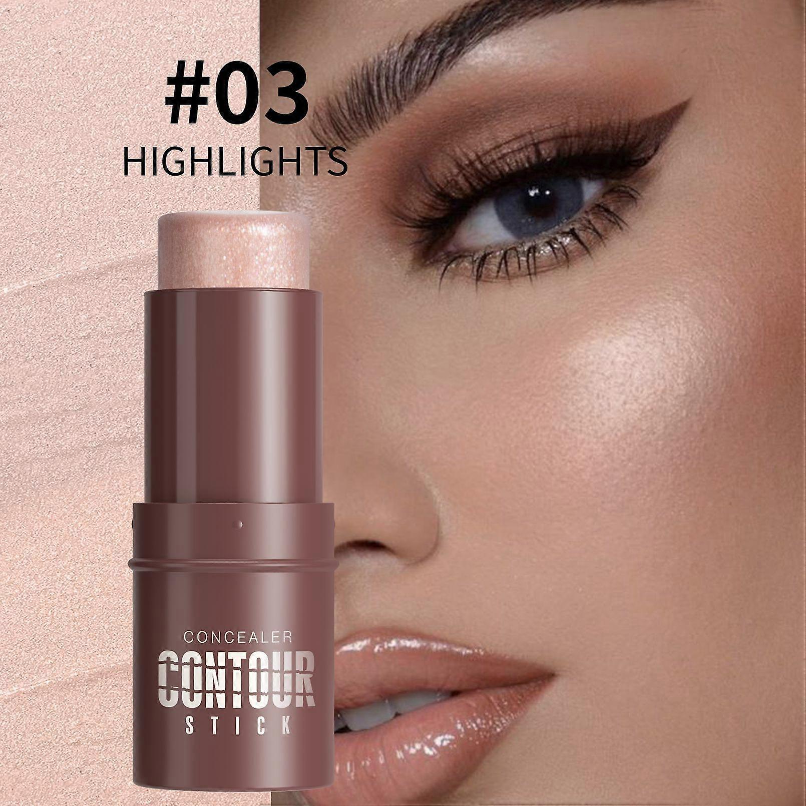 Highlighting Stick, Pearlized Face Highlighter, Shadow Blush Stick, Non-Greasy Long-Wear Face Contour Pencil, Easy to Shape the Face, Create a Light M