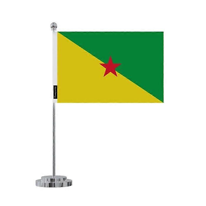 Guyana Flag Desk - 14 x 21 cm - Polyester - Stainless Steel Base - Pixelforma