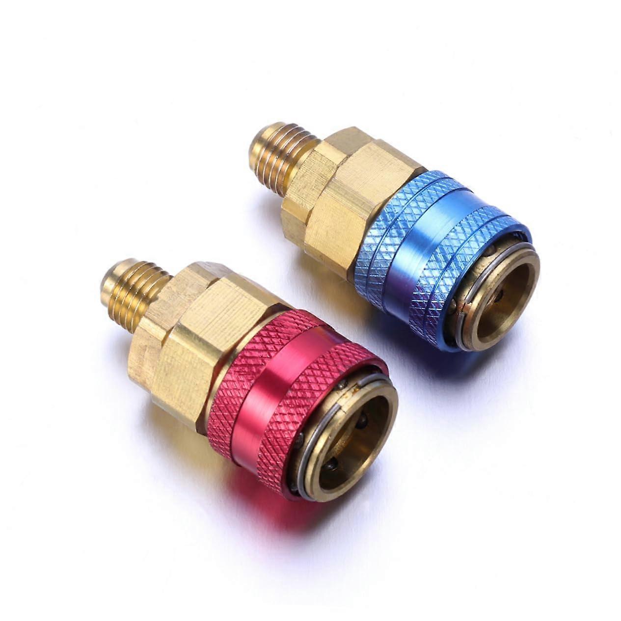 Car Air Conditioning Coupler Adapter Set 2Pcs Red Blue for Auto AC Systems Charging and Diagnostic Use