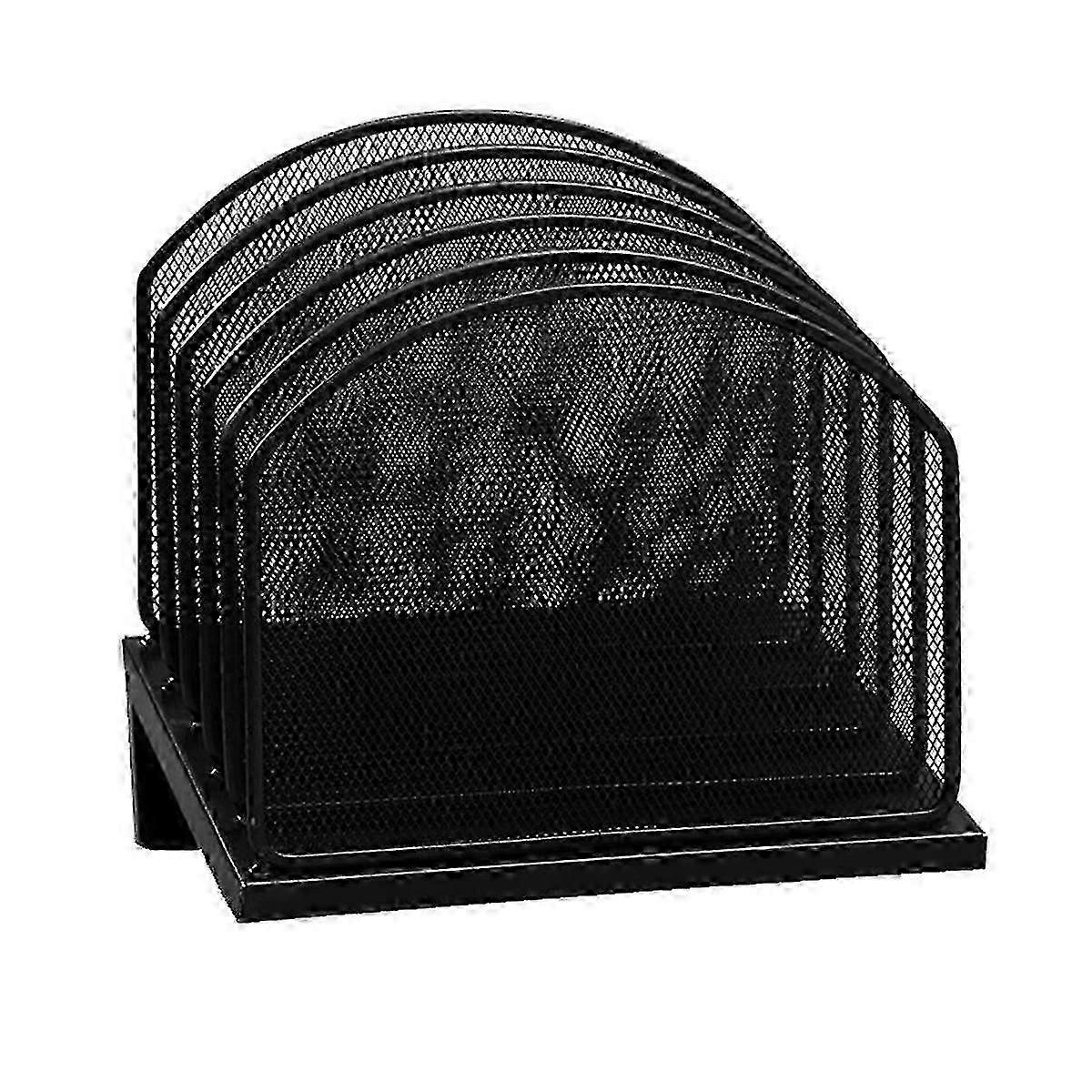 Inclined Desk File Organizer, 5 Section Vertical File Folder Holder Stand Rack File Sorter for Offi