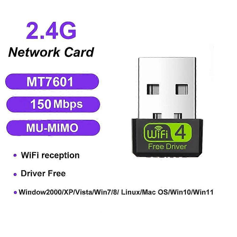 Mini USB WIFI 6 Dongle Netwerkkaart 2.4GHz Wi-Fi Lan Adapter Driver Gratis Voor PC Laptop Windows 7 10 (Opties 150M-MT7601)