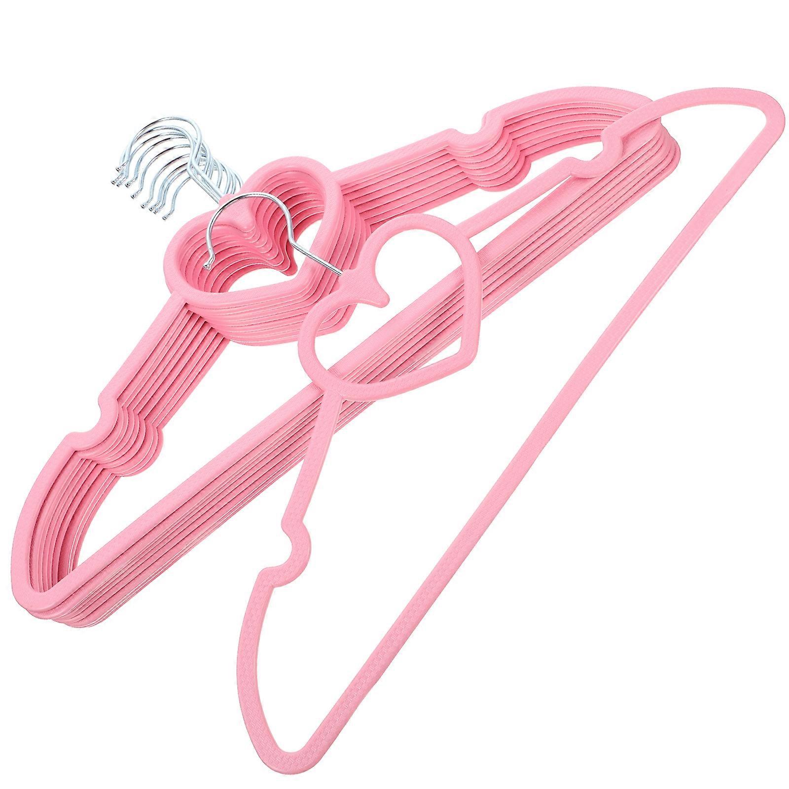 Pink Heart Pattern Clothes Hanger for Holding Use 10Pcs ABS Material