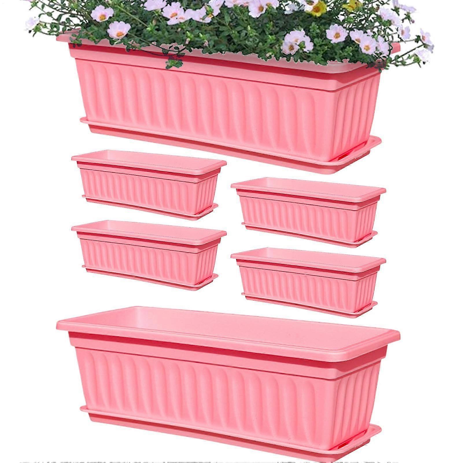 Window Boxes Planter Weather-Resistant Railing Planter Box With Built-In Drainage Holes 17.32 x 7.48 x 5.51 In. Pink