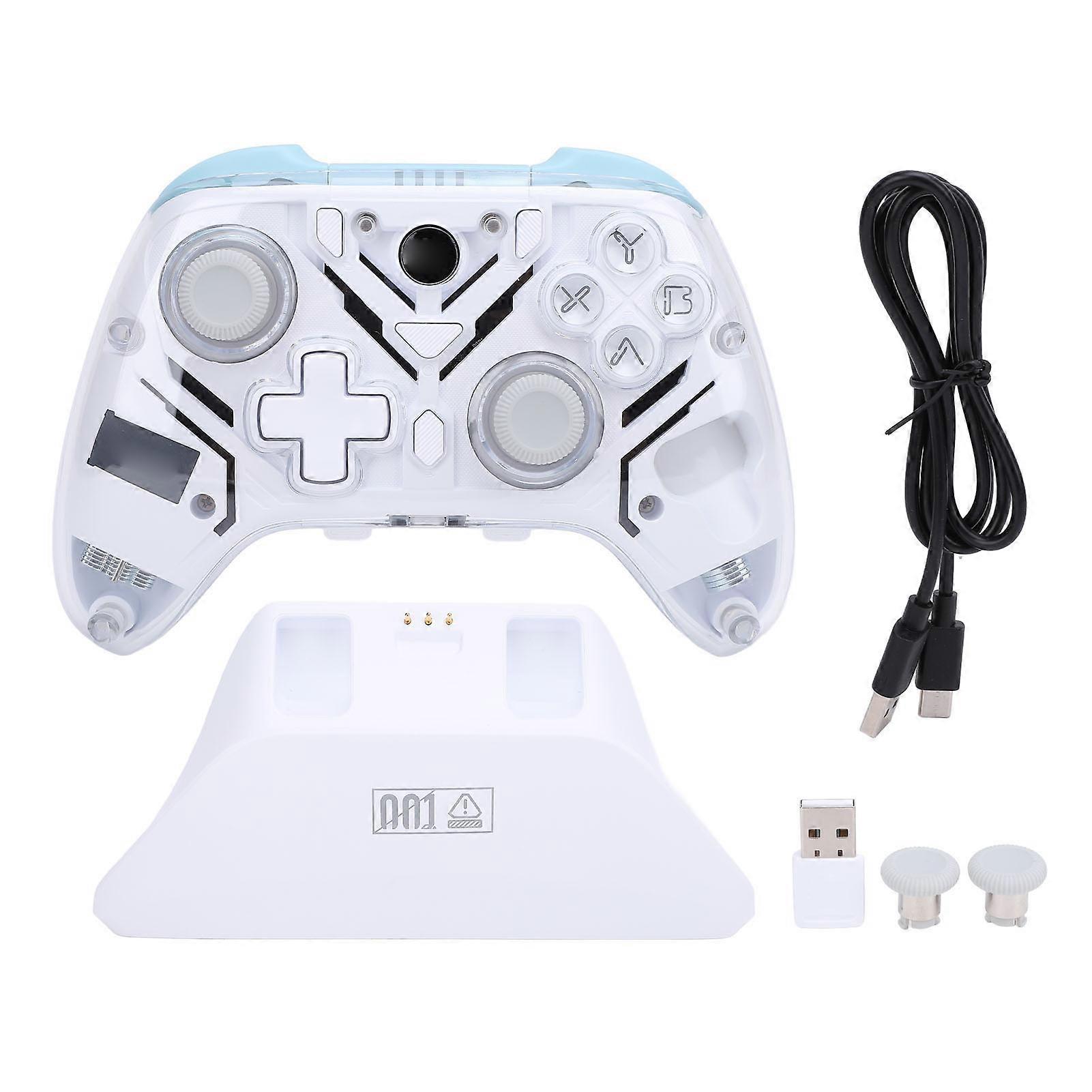 2.4G Wireless Gaming Controller with Hall Trigger RGB Light Turbo Burst Bluetooth PC Video Game Controller for Switch for Android White
