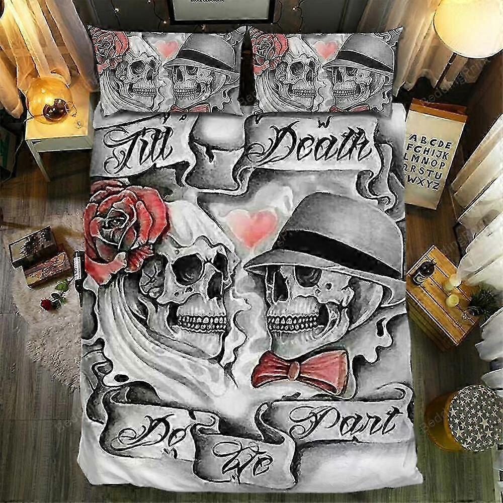 Soft Bed Linen Set with Duvet Cover Featuring Till Death Do We Part Design, Compatible with Various Bedding Styles, IU3777