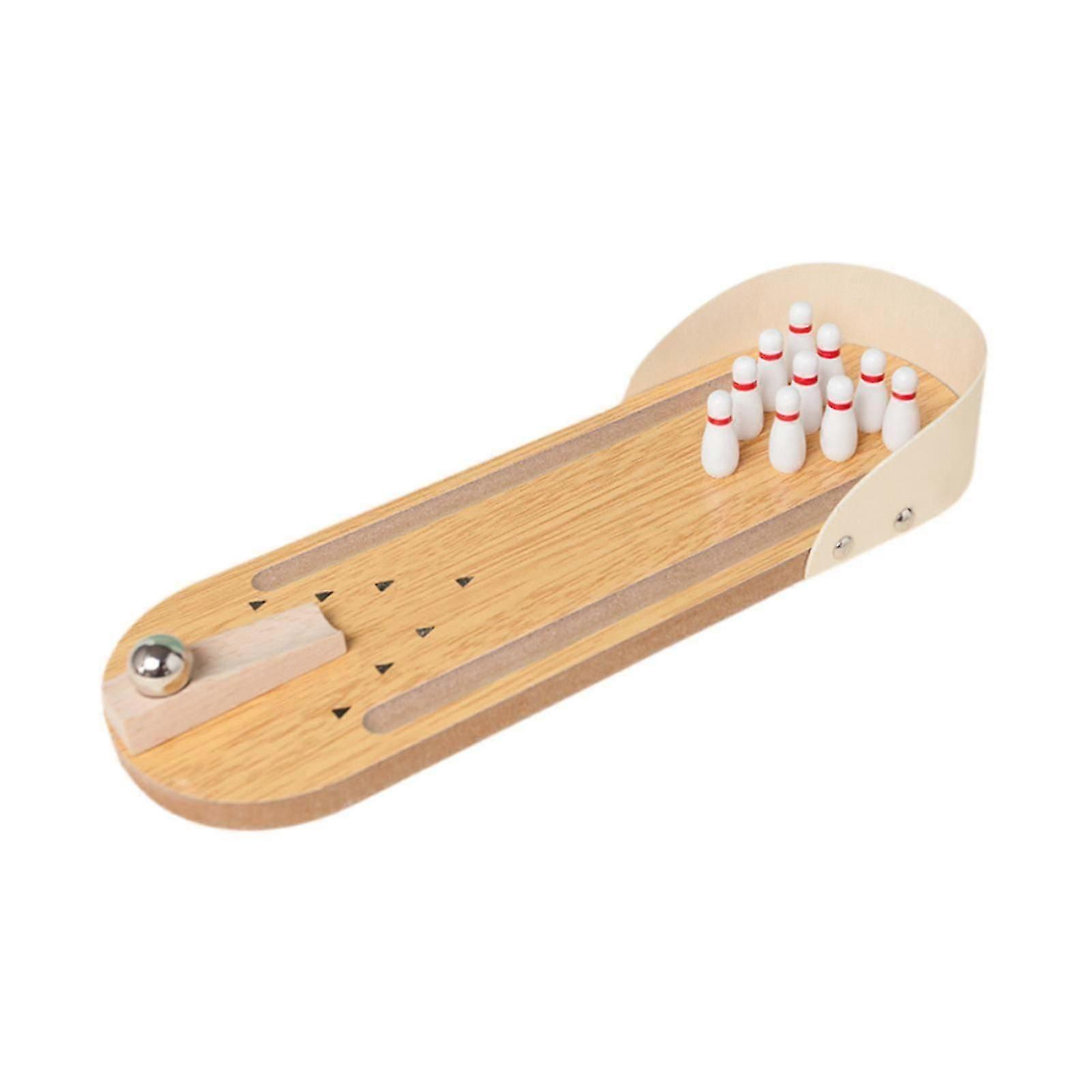 Mini Bowling Game Set Portable Wooden Tabletop Bowling for Kids