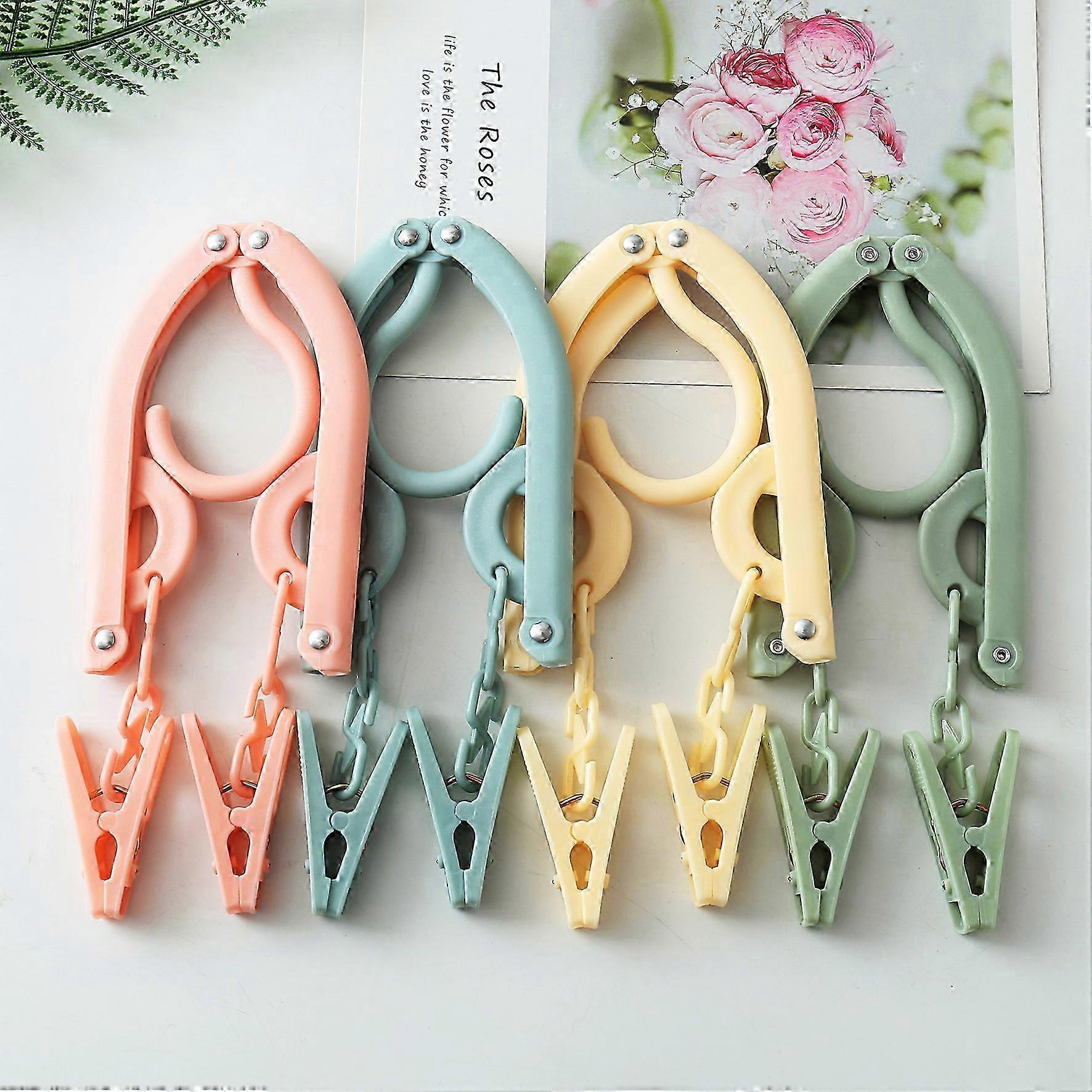 16pcs Foldable Clothes Hanger with Clips, Telescopic Drying Rack, 4 Each, 2024