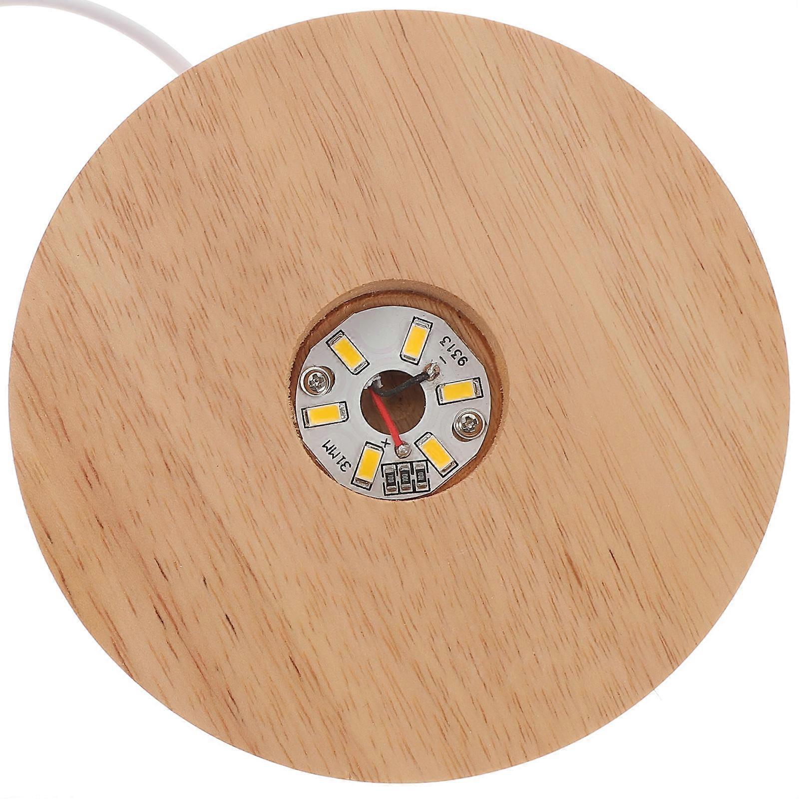 Wooden Light Base for Crystal Pieces, Adjustable Brightness with USB Connectivity