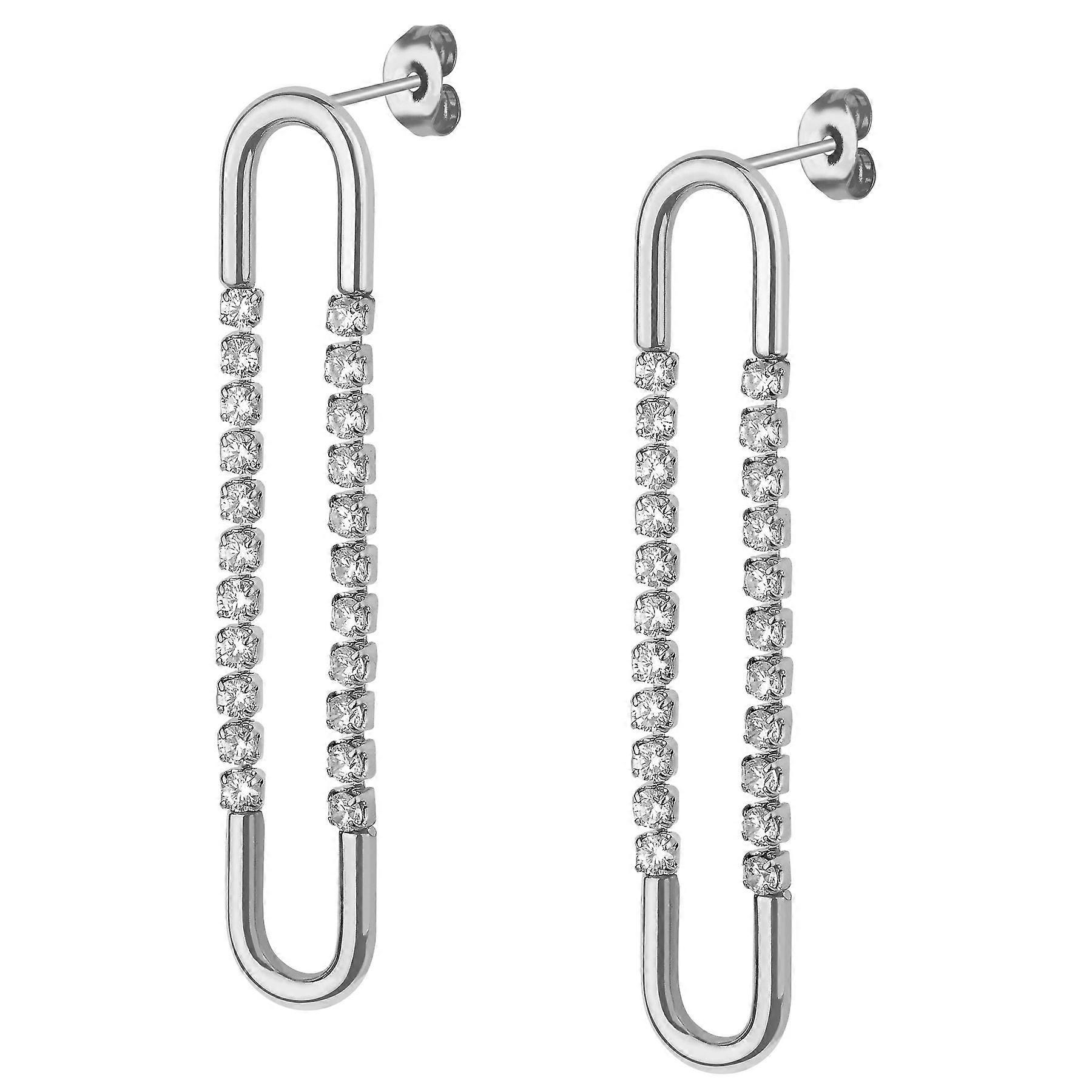 ANELY Damen Ohrstecker lang mit Glitzersteinen Modeschmuck