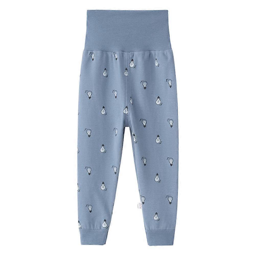 High Waisted Cotton Warm Leggings for Boys Stretchy Autumn Winter Bottoming Pants with Soft Belly Protection, Blue