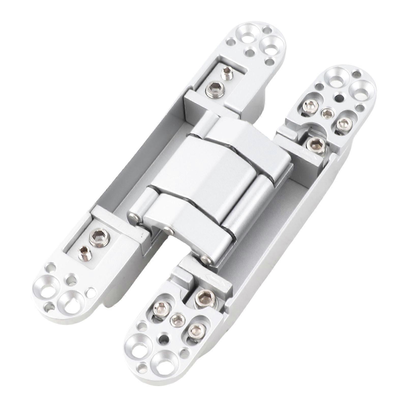 Hidden Door Hinge Zinc Alloy 3 Way Adjustable 180 Degree Swing Quiet Invisible Concealed Hinge for Home Silver 