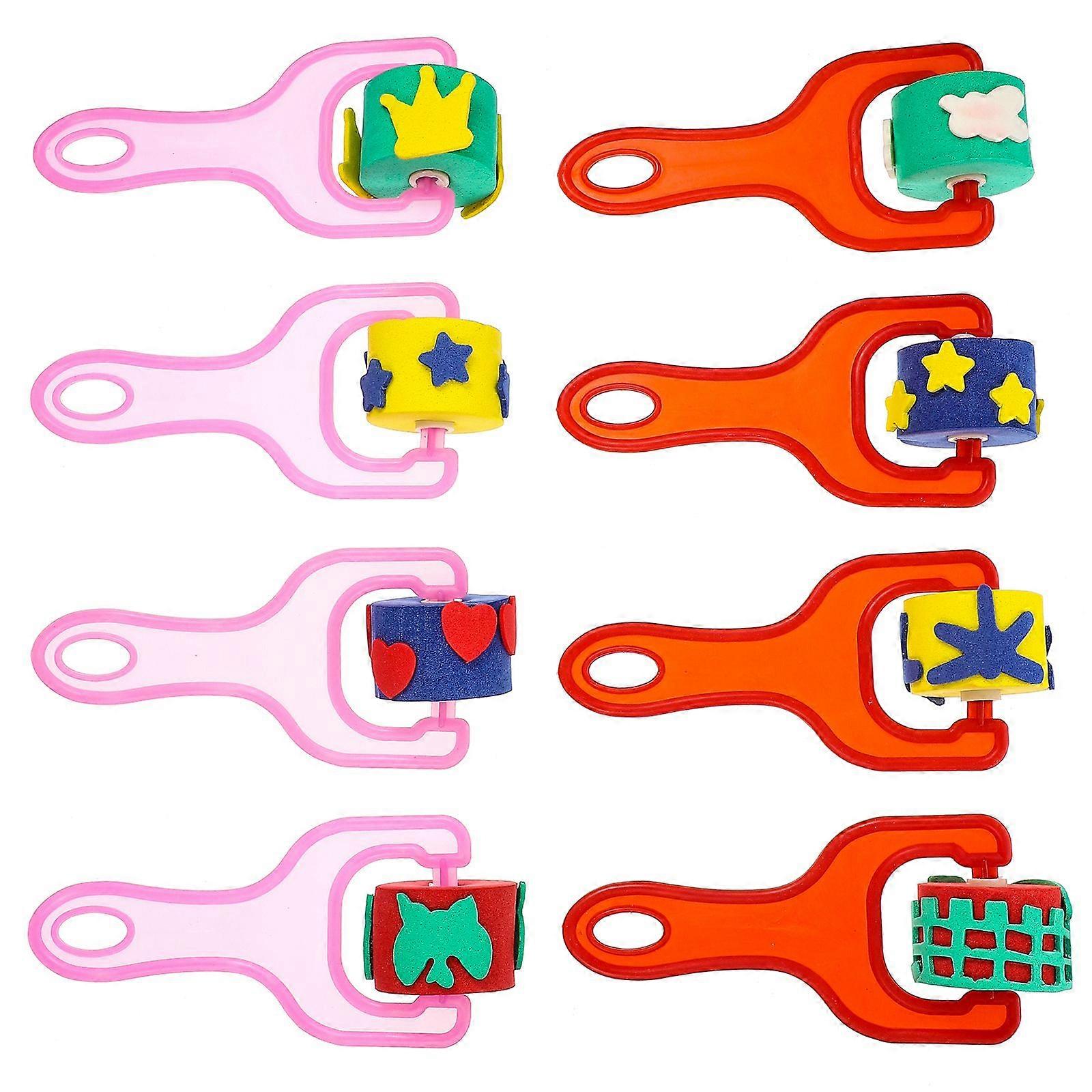 8 יחידות ילדים בולים ספוג ציור ספוג רולרים גרפיטי אביזרי ספוג