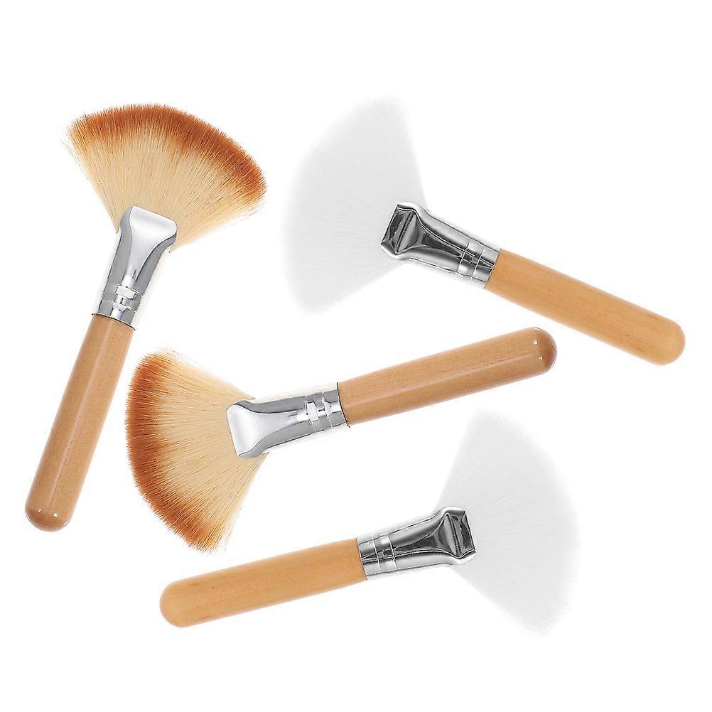 Natural Makeup Brushes Powder Application Professional Use 4Pcs