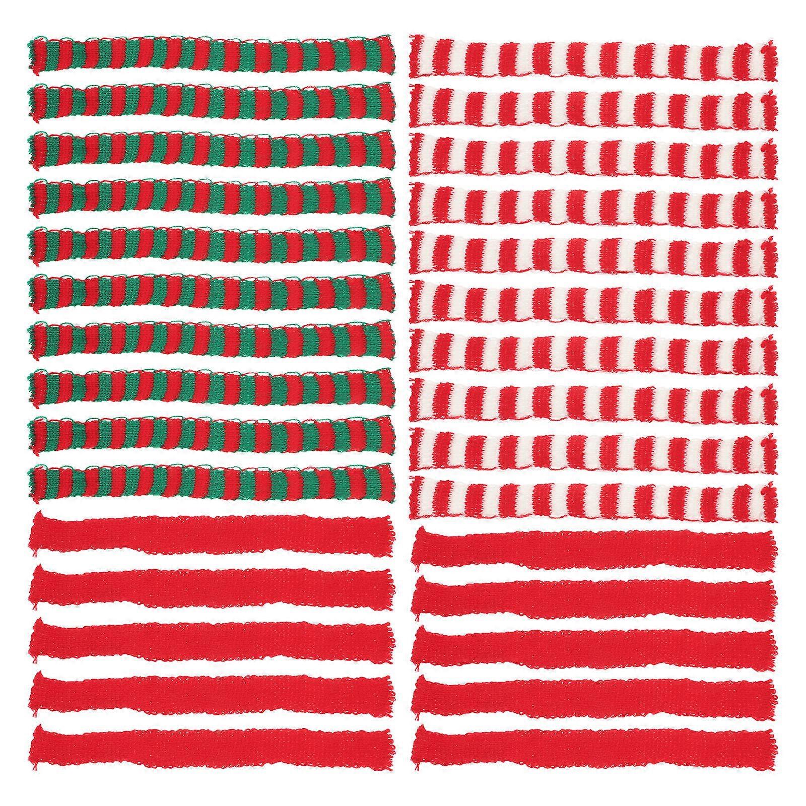 24pcs Decorative Mini Scarves for Christmas Knitted Party Accessories for Dolls, Wine Bottles & Ornaments, Holiday Striped Decor