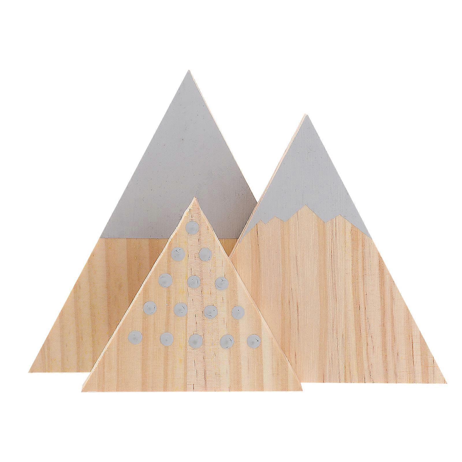 Scandinavian Style Wooden Craft Home Decoration Triangular Grey Dot 3Pcs