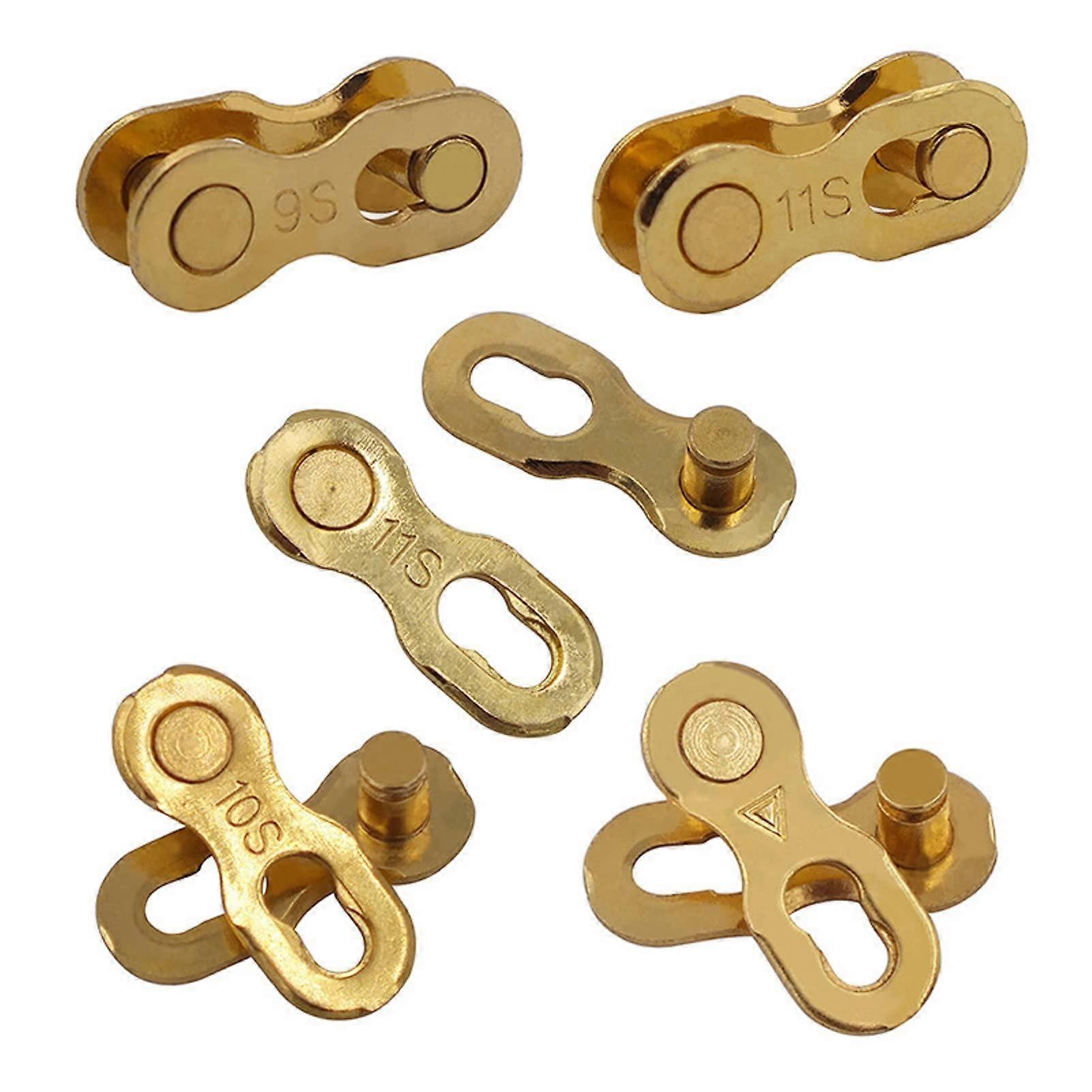 Bicycle Chain Lock Pack of 5 Gold 11-Speed Reusable Clasp Links for Bike Accessories, 1/2" x 11/128" Compatibility