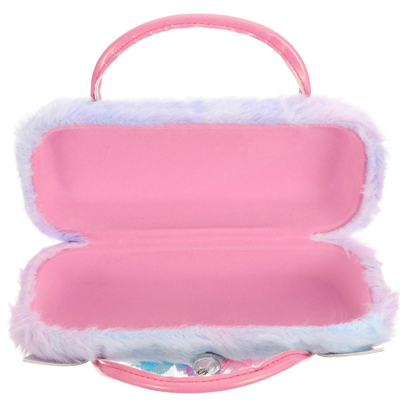Compact Glasses Case Plush Unicorn Eyewear Protector For Women Travel 18x8.5x5.5cm 1Pack