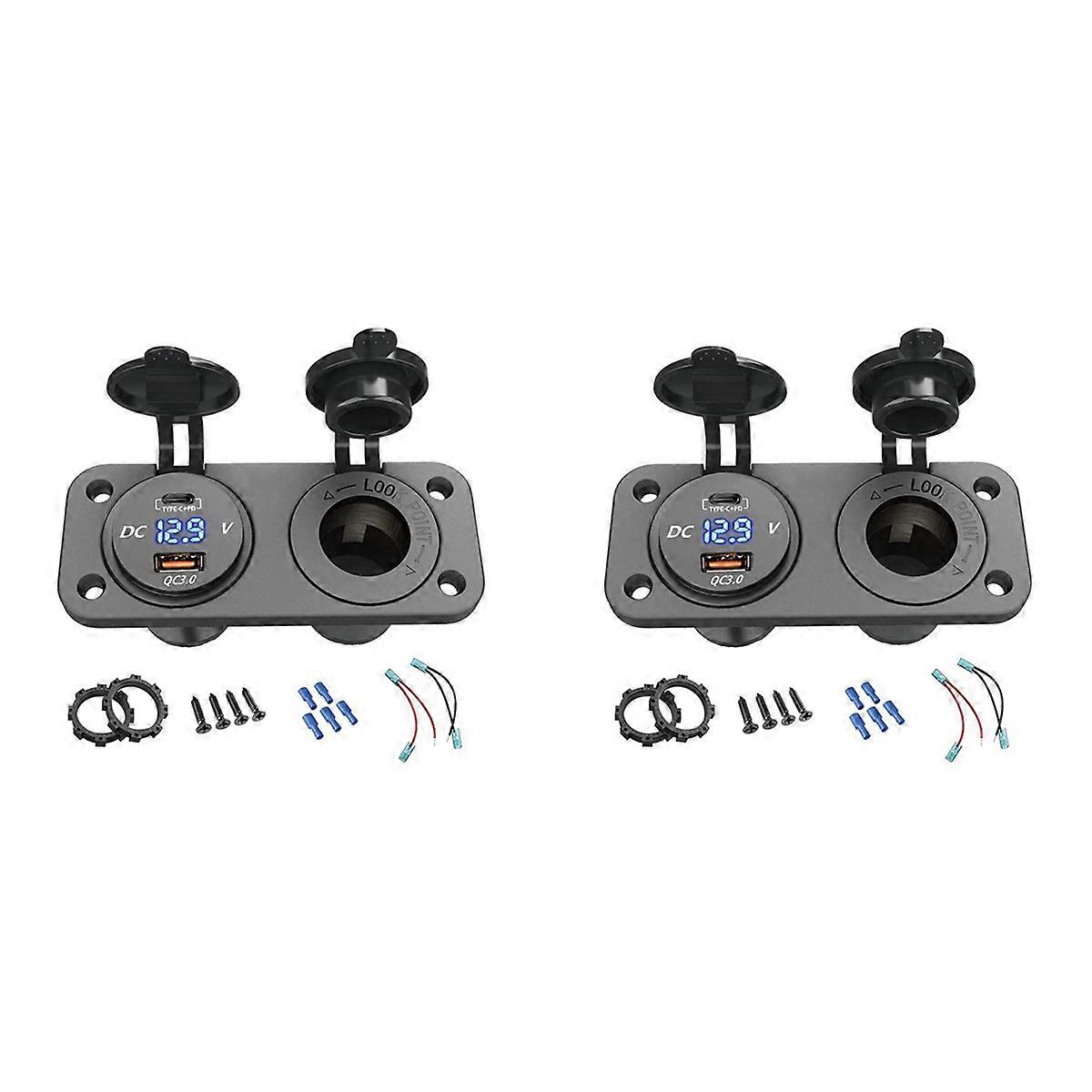 12V USB Type-C and QC3.0 Car USB Port Outlet Charger Socket for Car