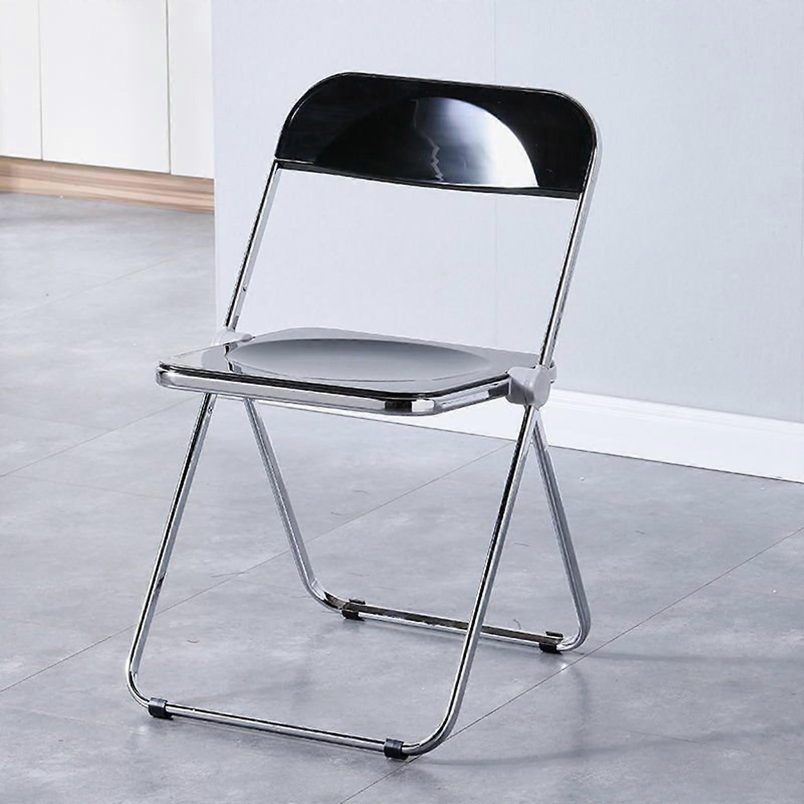 Clear PC Plastic Chair With Metal Frame, Transparent Living Room Stool, Stackable, Foldable, 330 Lb Capacity, C Unit Size