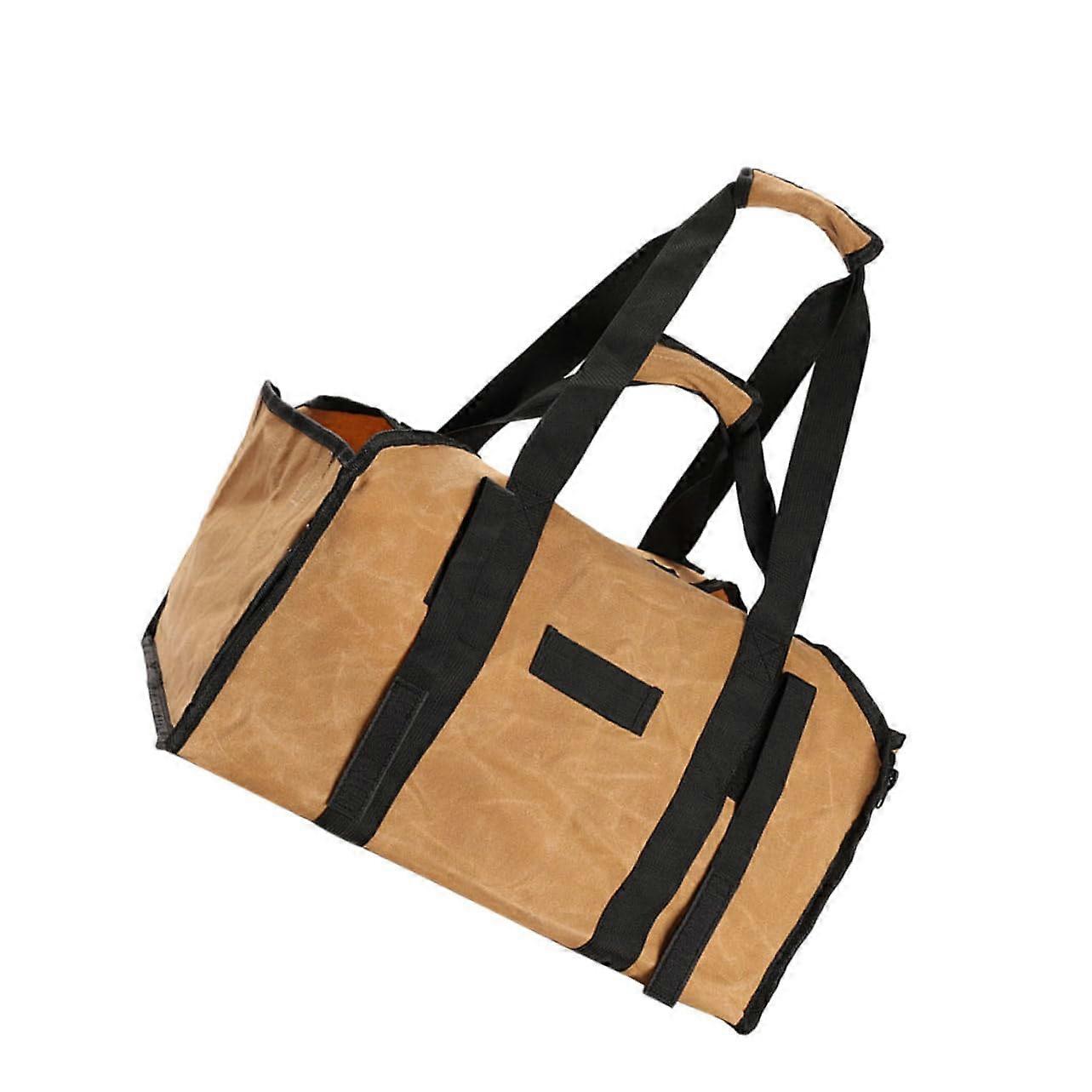 Portable Firewood Carrier Bag For Outdoor Use Log Carrier Khaki Color Camping And Home Use