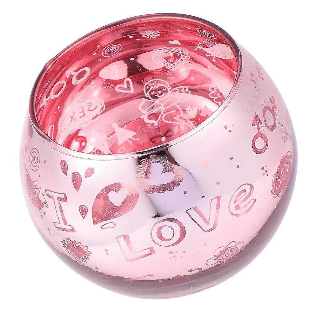 Valentine鈥檚 Day Candleholders Glass Craft Candle Cup Pink Square Warm Lighting Women 8X8X8CM 1Pcs