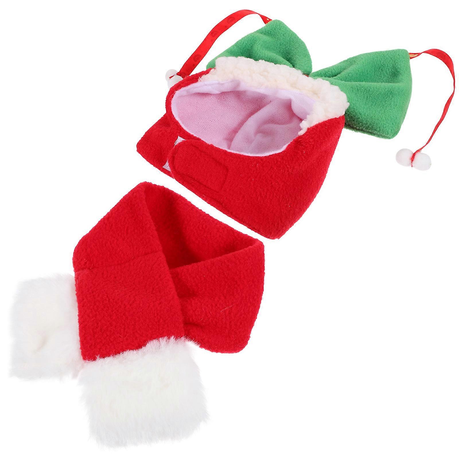 Warm Hat For Dog Pets Head Cover Christmas Decorative Headdress Scarf Set Assorted Color 1Set