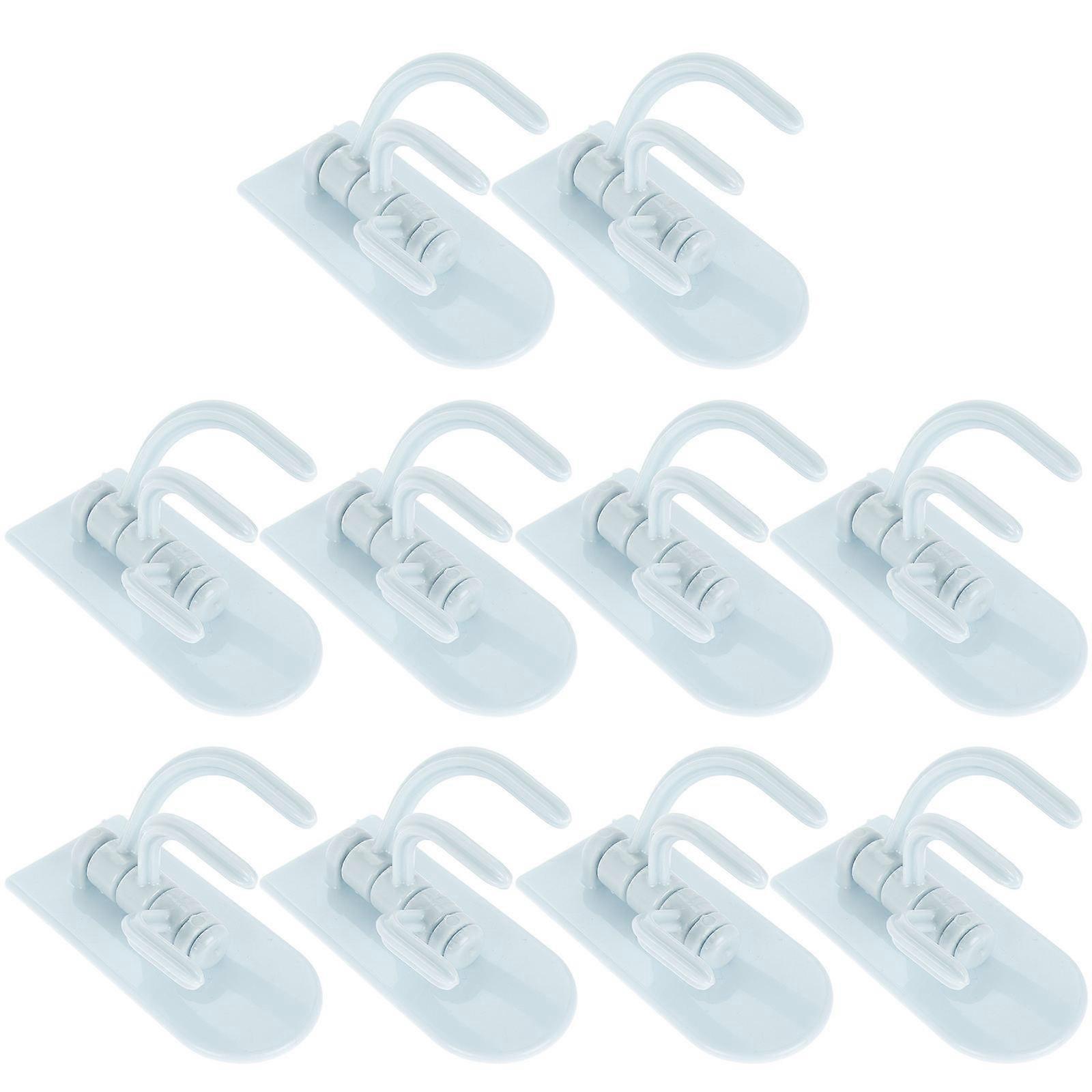 10Pcs Wall Mounted Hooks for Storage Multifunctional Three Hook Sky Blue