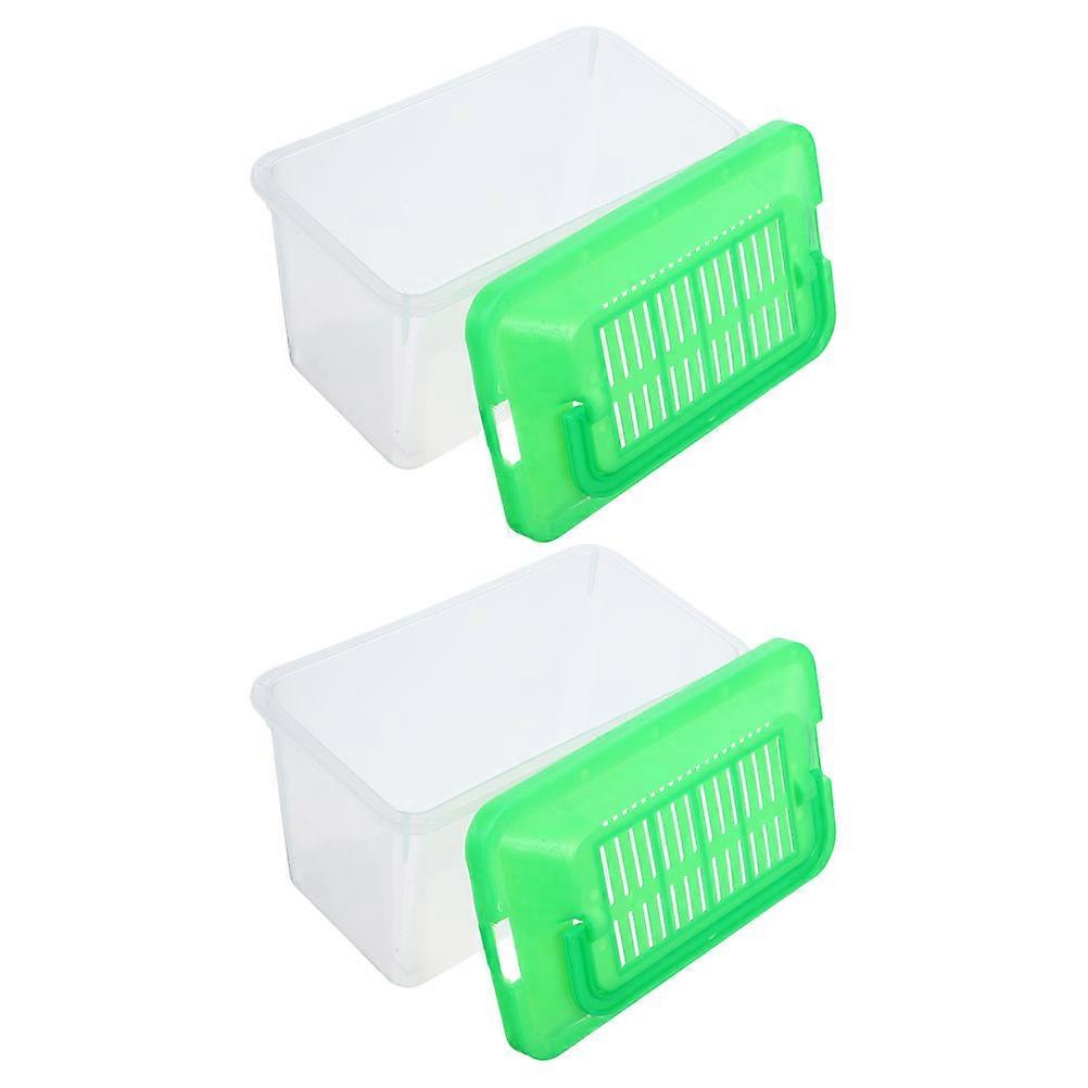 2pcs Portable Small Reptile Cage Transparent Tortoise Tank Breeding Case for Pet Feeding Handheld Fish Tank