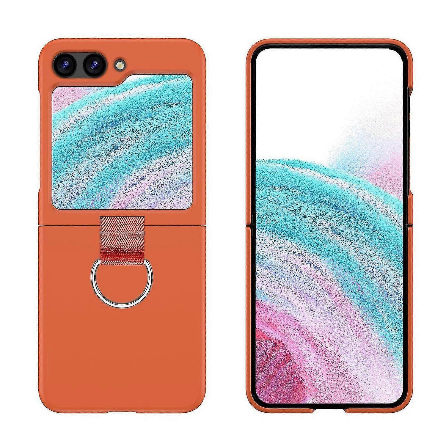 for Samsung Galaxy Z Flip 6 Case with Ring, Shockproof Thin Slim PC Protective Phone Case for Galaxy