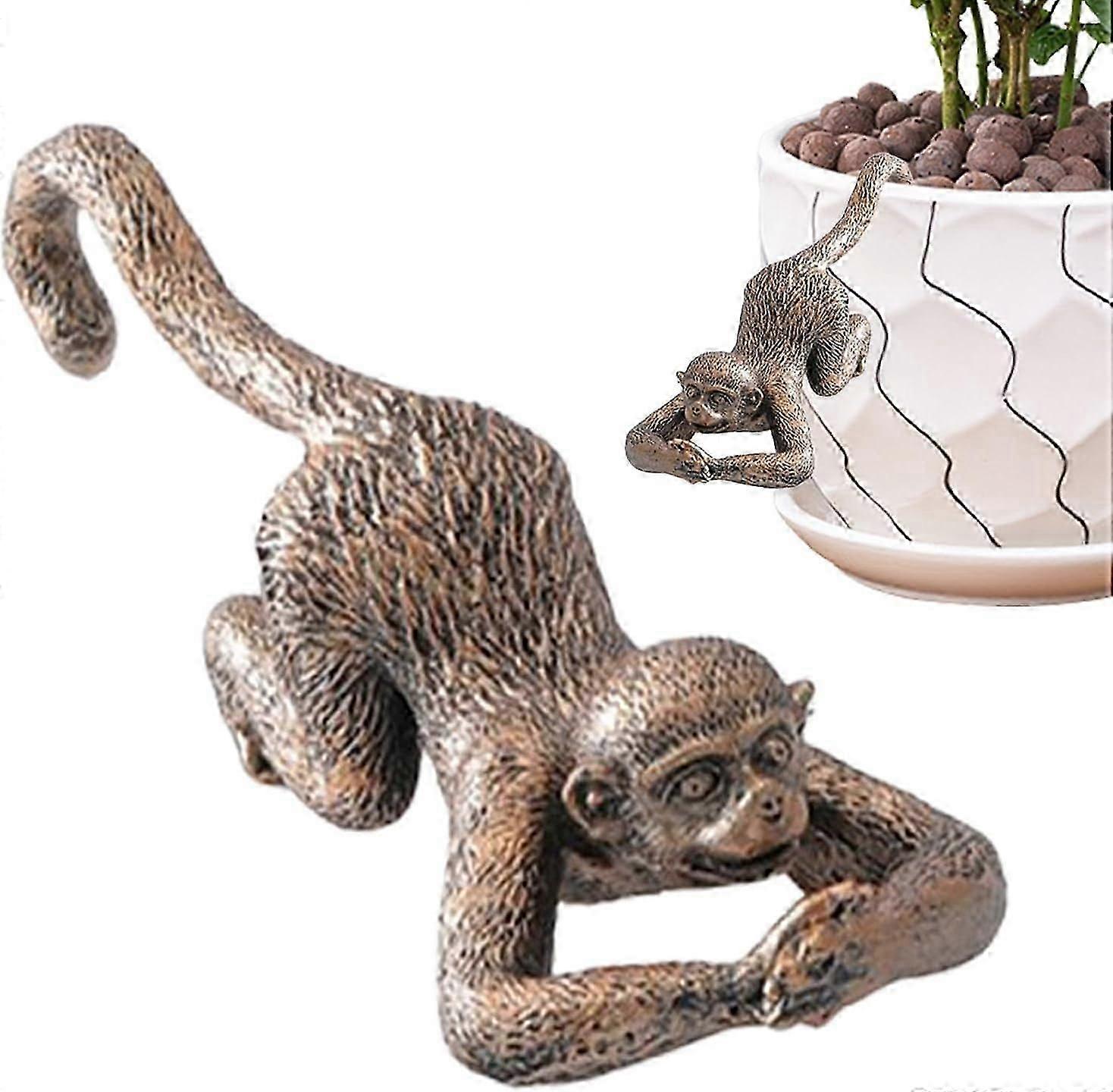 교수형 원숭이 화분 장식, 원숭이 냄비 교수형 조각 수지, 정원 교수형 동물 동상, 야외 장식 마당 동상 교수형 장식